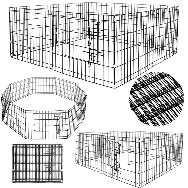 Petshop - Accesorii petshop - Culcusuri si custi - Tarcuri si colivii - Tarc animale companie fier configurabil usa acces xxl, 120x120x60 cm, pliabil, negru - Infinity.ro