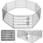 Petshop - Accesorii petshop - Culcusuri si custi - Tarcuri si colivii - Tarc animale companie fier configurabil usa acces xxl, 120x120x60 cm, pliabil, negru - Infinity.ro