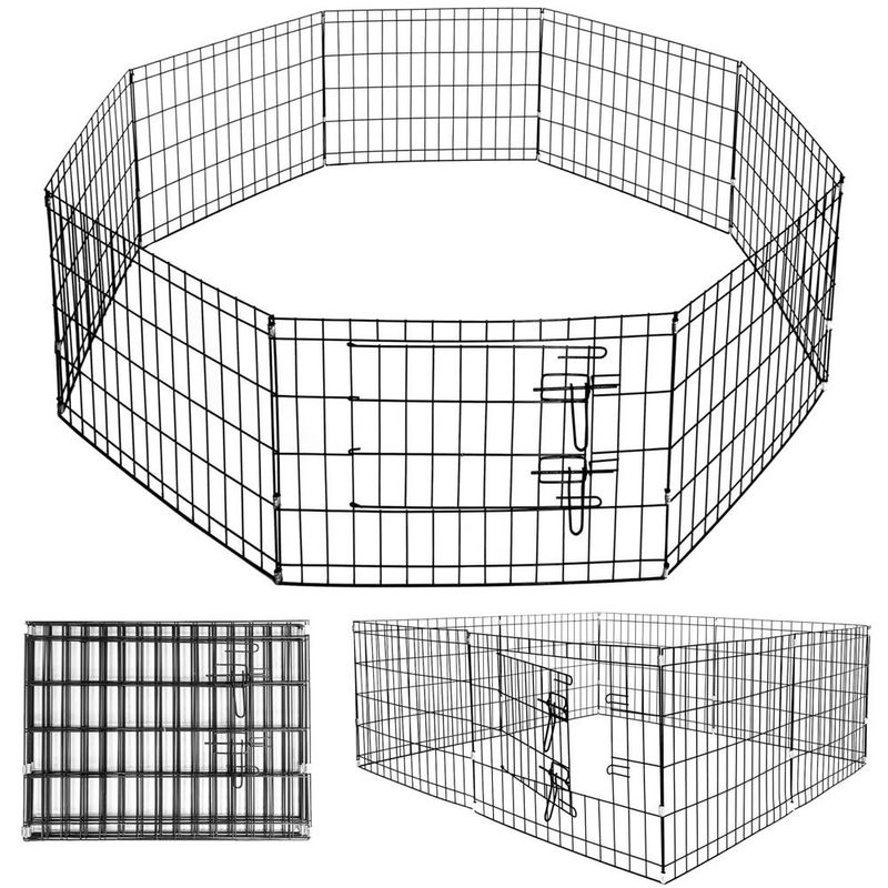 Petshop - Accesorii petshop - Culcusuri si custi - Tarcuri si colivii - Tarc animale companie fier configurabil usa acces xxl, 120x120x60 cm, pliabil, negru - Infinity.ro