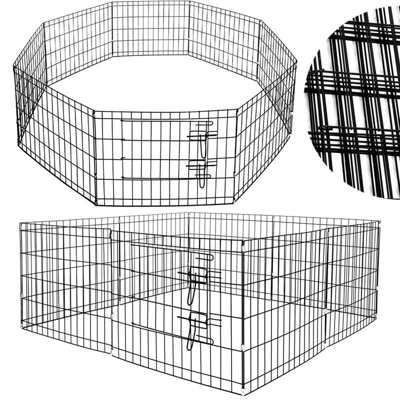 Petshop - Accesorii petshop - Culcusuri si custi - Tarcuri si colivii - Tarc animale companie fier configurabil usa acces xxl, 120x120x60 cm, pliabil, negru - Infinity.ro