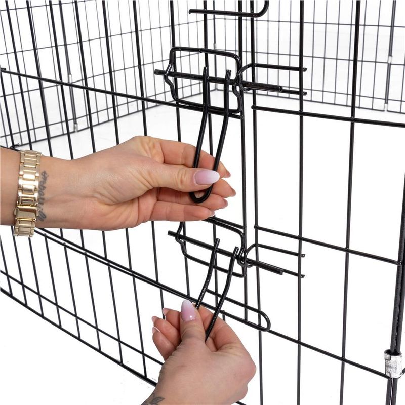 Petshop - Accesorii petshop - Culcusuri si custi - Tarcuri si colivii - Tarc animale companie fier configurabil usa acces xxl, 120x120x60 cm, pliabil, negru - Infinity.ro