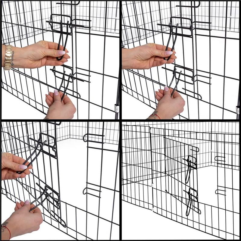 Petshop - Accesorii petshop - Culcusuri si custi - Tarcuri si colivii - Tarc animale companie fier configurabil usa acces xxl, 120x120x60 cm, pliabil, negru - Infinity.ro