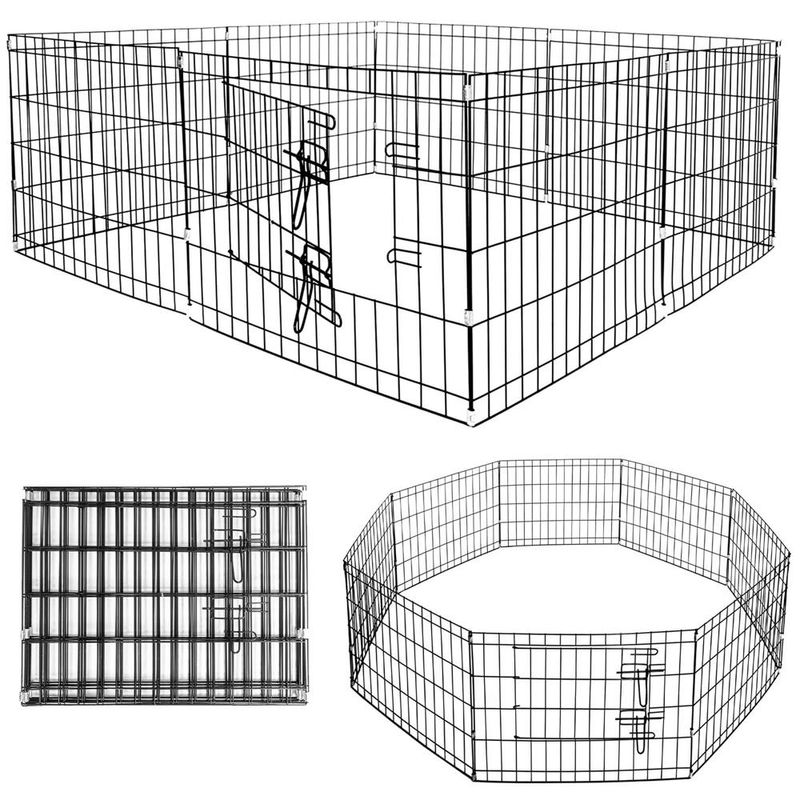 Petshop - Accesorii petshop - Culcusuri si custi - Tarcuri si colivii - Tarc animale companie fier configurabil usa acces xxl, 120x120x60 cm, pliabil, negru - Infinity.ro
