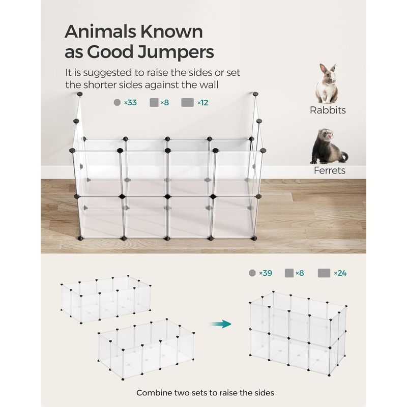 Petshop - Accesorii petshop - Culcusuri si custi - Tarcuri si colivii - Tarc pentru animale mici rozatoare, din plastic, modulara, 125x63x42 cm, alb - Infinity.ro