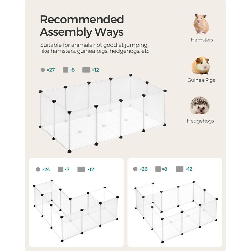 Petshop - Accesorii petshop - Culcusuri si custi - Tarcuri si colivii - Tarc pentru animale mici rozatoare, din plastic, modulara, 125x63x42 cm, alb - Infinity.ro