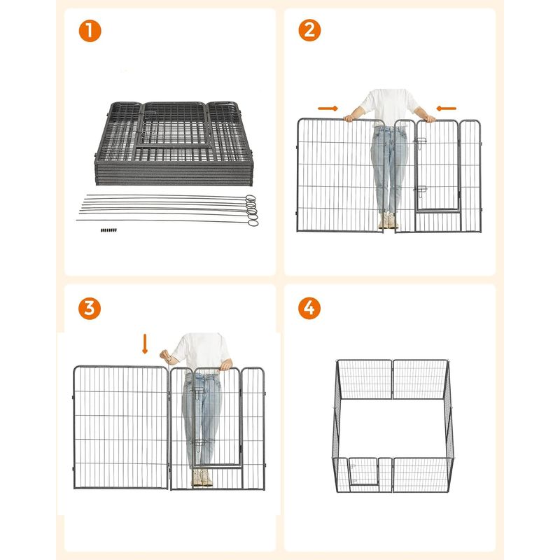 Petshop - Accesorii petshop - Culcusuri si custi - Tarcuri si colivii - Tarc panouri fier caini talie foarte mare cu usa, 157x157x100 cm, pliabil, gri - Infinity.ro