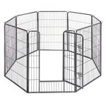 Petshop - Accesorii petshop - Culcusuri si custi - Tarcuri si colivii - Tarc panouri fier caini talie foarte mare cu usa, 157x157x100 cm, pliabil, gri - Infinity.ro