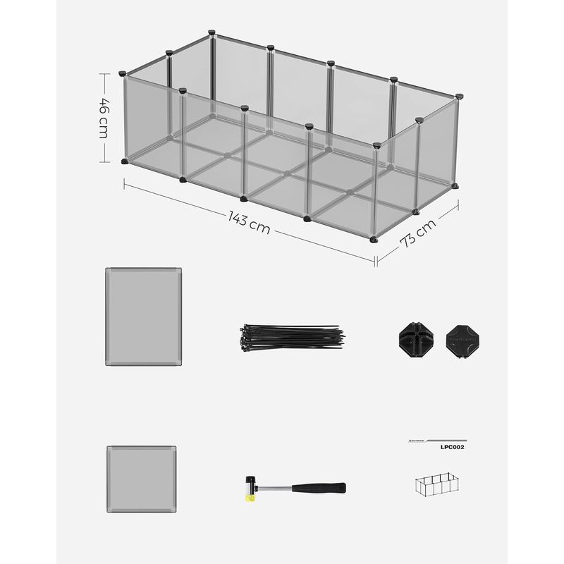 Petshop - Accesorii petshop - Culcusuri si custi - Tarcuri si colivii - Tarc pentru animale de companie, din plastic, DIY, configurabil, 143x73x46cm, gri - Infinity.ro