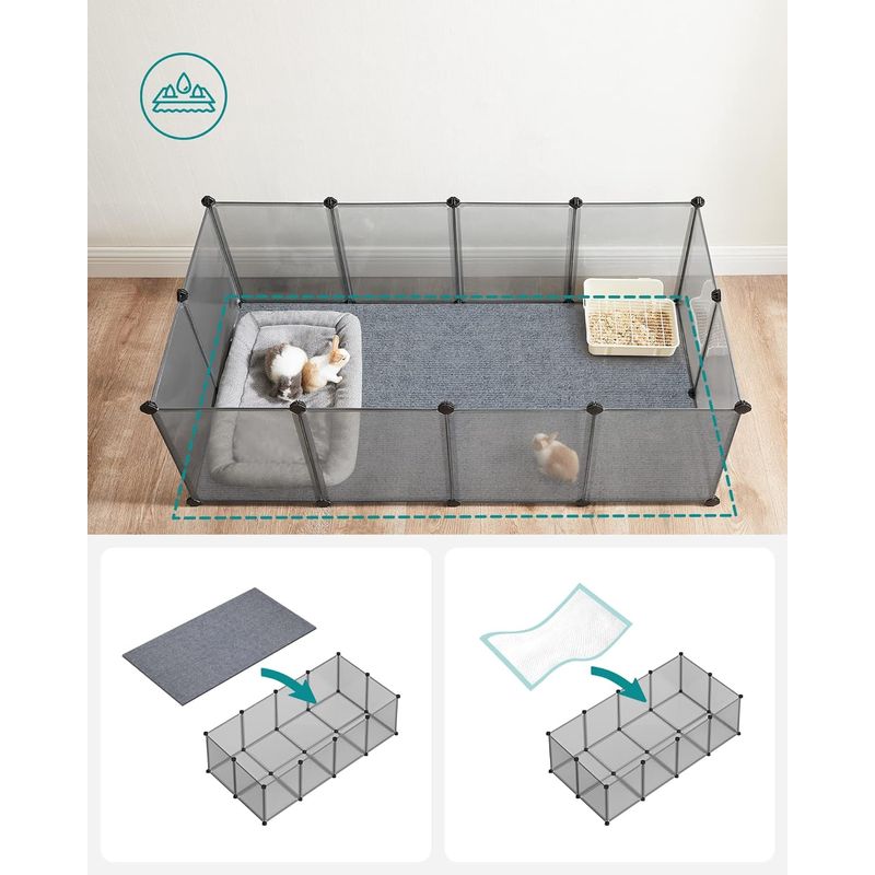 Petshop - Accesorii petshop - Culcusuri si custi - Tarcuri si colivii - Tarc pentru animale de companie, din plastic, DIY, configurabil, 143x73x46cm, gri - Infinity.ro
