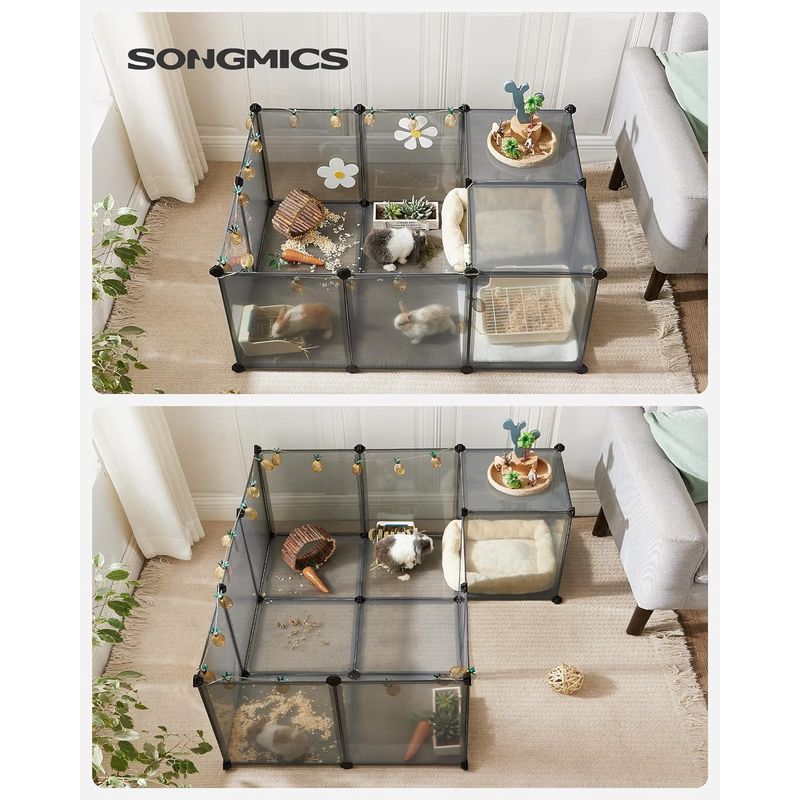 Petshop - Accesorii petshop - Culcusuri si custi - Tarcuri si colivii - Tarc pentru animale de companie, din plastic, DIY, configurabil, 143x73x46cm, gri - Infinity.ro
