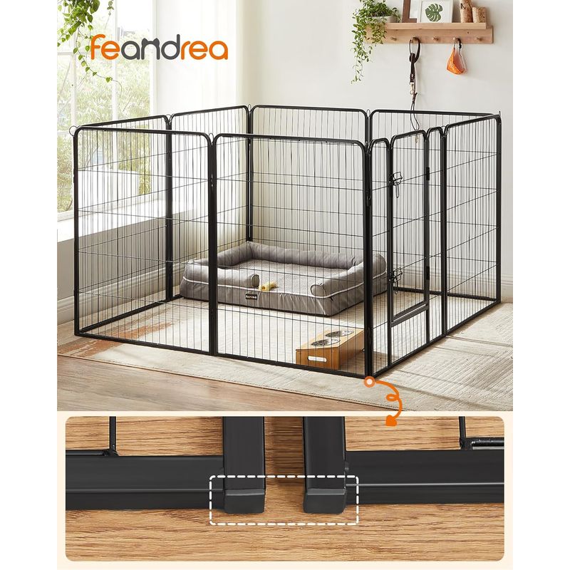 Petshop - Accesorii petshop - Culcusuri si custi - Tarcuri si colivii - Tarc metalic pentru animale, 8 panouri modulare, utilizare interior sau exterior, 160x160x100 cm, negru - Infinity.ro