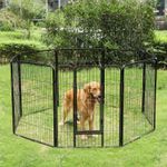 Petshop - Accesorii petshop - Culcusuri si custi - Tarcuri si colivii - Tarc metalic pentru animale, 8 panouri modulare, utilizare interior sau exterior, 160x160x100 cm, negru - Infinity.ro