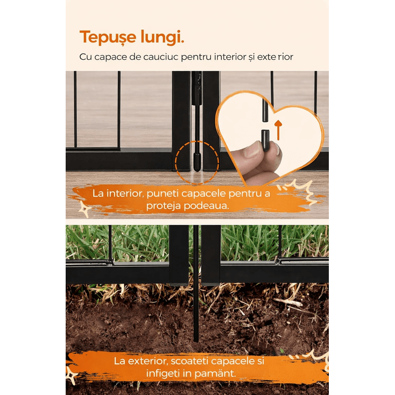Petshop - Accesorii petshop - Culcusuri si custi - Tarcuri si colivii - Tarc metalic pentru animale, 8 panouri modulare, utilizare interior sau exterior, 160x160x100 cm, negru - Infinity.ro