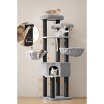 Petshop - Accesorii petshop - Jucarii animale - Ansambluri de joaca - Ansamblu joaca pisici xxl 5 niveluri stalpi sisal grosi, 55x55x187 cm, talie mare, gri - Infinity.ro