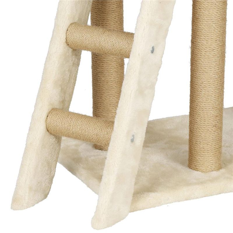 Petshop - Accesorii petshop - Jucarii animale - Ansambluri de joaca - Ansamblu joaca pisici loc zgariat ascunzatoare culcus mingi, 136 cm, stalpi sisal, crem - Infinity.ro