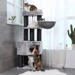 Petshop - Accesorii petshop - Jucarii animale - Ansambluri de joaca - Ansamblu joaca pisici tip copac 2 culcusuri 2 ascunzatoare, 50x50x141 cm, stalpi sisal, gri - Infinity.ro
