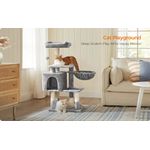 Petshop - Accesorii petshop - Jucarii animale - Ansambluri de joaca - Ansamblu joaca pisici tip copac cu culcus ascunzatoare, 50x40x110 cm, stalpi sisal, gri deschis - Infinity.ro