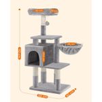 Petshop - Accesorii petshop - Jucarii animale - Ansambluri de joaca - Ansamblu joaca pisici tip copac cu culcus ascunzatoare, 50x40x110 cm, stalpi sisal, gri deschis - Infinity.ro