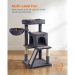 Petshop - Accesorii petshop - Jucarii animale - Ansambluri de joaca - Ansamblu de joaca pentru pisici, tip copac, cu 2 culcusuri si ascunzatoare, 48x48x96cm, gri inchis - Infinity.ro