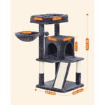 Petshop - Accesorii petshop - Jucarii animale - Ansambluri de joaca - Ansamblu de joaca pentru pisici, tip copac, cu 2 culcusuri si ascunzatoare, 48x48x96cm, gri inchis - Infinity.ro