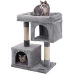 Petshop - Accesorii petshop - Jucarii animale - Ansambluri de joaca - Ansamblu de joaca pentru pisici, plus si sisal, 2 ascunzatori si platforma mare, 60x40x84 cm, gri - Infinity.ro