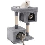 Petshop - Accesorii petshop - Jucarii animale - Ansambluri de joaca - Ansamblu de joaca pentru pisici, plus si sisal, 2 ascunzatori si platforma mare, 60x40x84 cm, gri - Infinity.ro