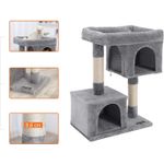 Petshop - Accesorii petshop - Jucarii animale - Ansambluri de joaca - Ansamblu de joaca pentru pisici, plus si sisal, 2 ascunzatori si platforma mare, 60x40x84 cm, gri - Infinity.ro