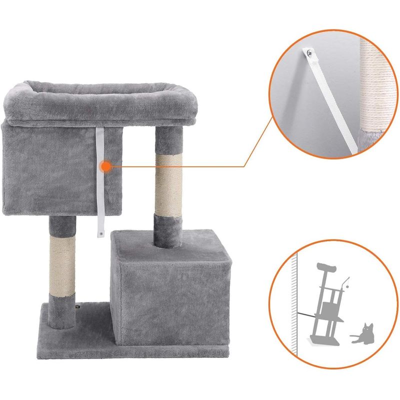 Petshop - Accesorii petshop - Jucarii animale - Ansambluri de joaca - Ansamblu de joaca pentru pisici, plus si sisal, 2 ascunzatori si platforma mare, 60x40x84 cm, gri - Infinity.ro