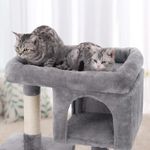 Petshop - Accesorii petshop - Jucarii animale - Ansambluri de joaca - Ansamblu de joaca pentru pisici, plus si sisal, 2 ascunzatori si platforma mare, 60x40x84 cm, gri - Infinity.ro