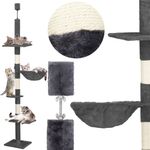 Petshop - Accesorii petshop - Jucarii animale - Ansambluri de joaca - Ansamblu joaca pisici stalp catarat pana la tavan reglabil, 240-265 cm, stalpi sisal, gri inchis - Infinity.ro