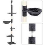 Petshop - Accesorii petshop - Jucarii animale - Ansambluri de joaca - Ansamblu joaca pisici stalp catarat pana la tavan reglabil, 240-265 cm, stalpi sisal, gri inchis - Infinity.ro