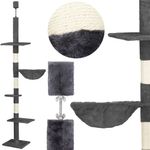 Petshop - Accesorii petshop - Jucarii animale - Ansambluri de joaca - Ansamblu joaca pisici stalp catarat pana la tavan reglabil, 240-265 cm, stalpi sisal, gri inchis - Infinity.ro