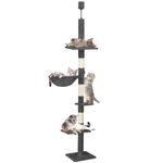 Petshop - Accesorii petshop - Jucarii animale - Ansambluri de joaca - Ansamblu joaca pisici stalp catarat pana la tavan reglabil, 240-265 cm, stalpi sisal, gri inchis - Infinity.ro