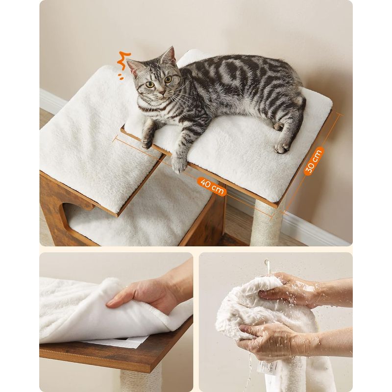 Petshop - Accesorii petshop - Jucarii animale - Ansambluri de joaca - Ansamblu de joaca pentru pisici, tip mobilier, MDF, cu 3 culcusuri si ascunzatoare, 66x40x86cm, maro rustic - Infinity.ro