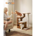 Petshop - Accesorii petshop - Jucarii animale - Ansambluri de joaca - Ansamblu de joaca pentru pisici, tip mobilier, MDF, cu 3 culcusuri si ascunzatoare, 66x40x86cm, maro rustic - Infinity.ro