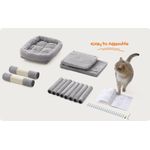 Petshop - Accesorii petshop - Jucarii animale - Ansambluri de joaca - Ansamblu de joaca pentru pisici cu 2 casute, platforma si stalpi sisal, 49x32x74 cm, gri deschis - Infinity.ro