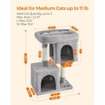 Petshop - Accesorii petshop - Jucarii animale - Ansambluri de joaca - Ansamblu de joaca pentru pisici cu 2 casute, platforma si stalpi sisal, 49x32x74 cm, gri deschis - Infinity.ro