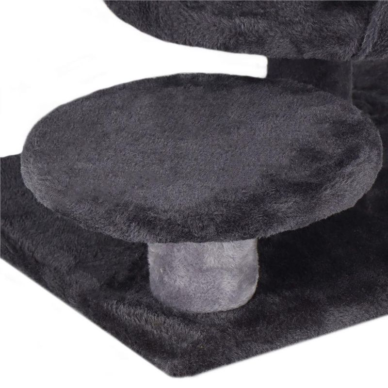 Petshop - Accesorii petshop - Jucarii animale - Ansambluri de joaca - Ansamblu joaca pisici 5 niveluri cu pestera, culcus si pompon sisal, 7 stalpi zgariat, 49x34x87 cm, grafit - Infinity.ro