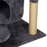Petshop - Accesorii petshop - Jucarii animale - Ansambluri de joaca - Ansamblu joaca pisici 5 niveluri cu pestera, culcus si pompon sisal, 7 stalpi zgariat, 49x34x87 cm, grafit - Infinity.ro