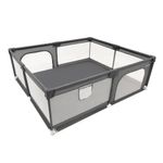 Petshop - Accesorii petshop - Culcusuri si custi - Tarcuri si colivii - Tarc joaca pliabil copii intrare fermoar plasa protectie, 200x180x66 cm, sigur, gri - Infinity.ro