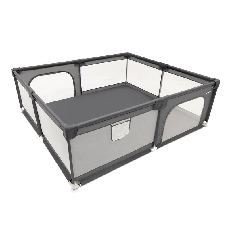 Petshop - Accesorii petshop - Culcusuri si custi - Tarcuri si colivii - Tarc joaca pliabil copii intrare fermoar plasa protectie, 200x180x66 cm, sigur, gri - Infinity.ro