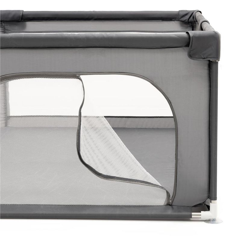 Petshop - Accesorii petshop - Culcusuri si custi - Tarcuri si colivii - Tarc joaca pliabil copii intrare fermoar plasa protectie, 200x180x66 cm, sigur, gri - Infinity.ro