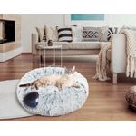 Petshop - Accesorii petshop - Jucarii animale - Ansambluri de joaca - Tunel joaca pisici plus transformabil in pat rotund, 85 cm, flexibil complet, gri - Infinity.ro