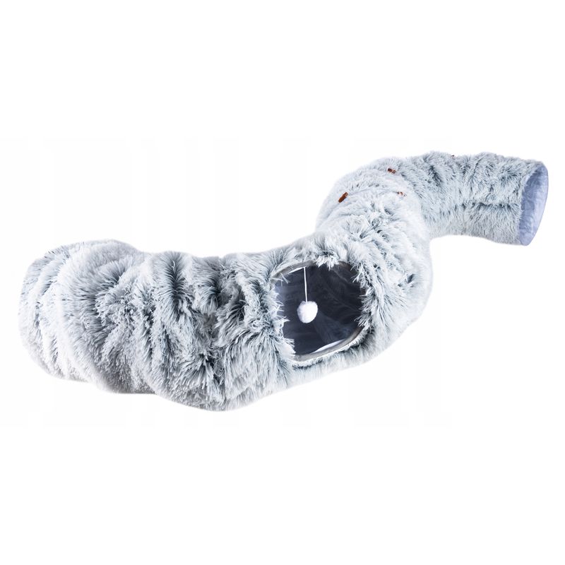 Petshop - Accesorii petshop - Jucarii animale - Ansambluri de joaca - Tunel joaca pisici plus transformabil in pat rotund, 85 cm, flexibil complet, gri - Infinity.ro
