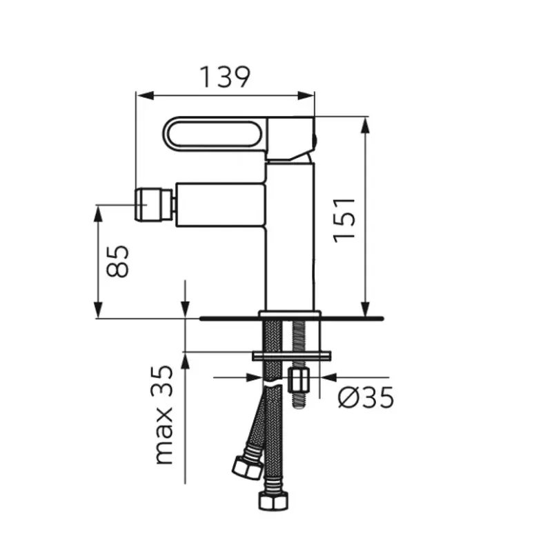 Casa si Gradina - Sanitare - Lavoar baie si accesorii - Baterii sanitare - Baterie bideu FDesign Zaffiro FD1-ZFR-6-55, 3/8'', marimea M, monocomanda, aerator, ventil, lucios, auriu - Infinity.ro