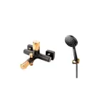 Casa si Gradina - Sanitare - Lavoar baie si accesorii - Baterii sanitare - Baterie cada FDesign Ardesia, aparenta, diverter, set dus, mat, negru/cupru, FD1-ARD-1-25 - Infinity.ro
