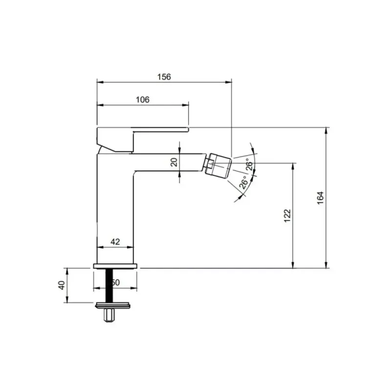 Casa si Gradina - Sanitare - Lavoar baie si accesorii - Baterii sanitare - Baterie bideu Villeroy and Boch Architectura, M, 164 mm, ventil, crom, TVB10300100061 - Infinity.ro