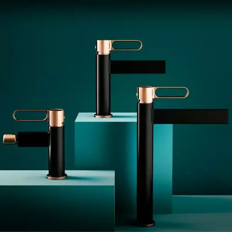 Casa si Gradina - Sanitare - Lavoar baie si accesorii - Baterii sanitare - Baterie bideu FDesign Zaffiro monocomanda negru - rose gold - Infinity.ro