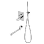 Casa si Gradina - Sanitare - Lavoar baie si accesorii - Baterii sanitare - Baterie cada FDesign Meandro FD1-MDR-7PSET1-11, 1/2'', incastrata, diverter, set de dus, 1 pulverizare, crom - Infinity.ro