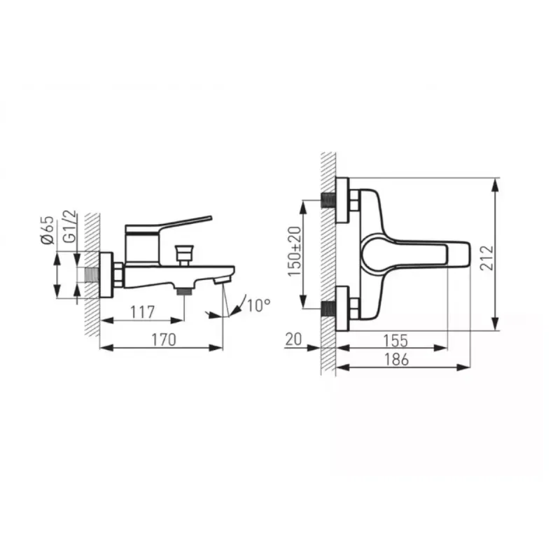 Casa si Gradina - Sanitare - Lavoar baie si accesorii - Baterii sanitare - Baterie cada FDesign Seppia, aparenta, diverter, set dus, mat, negru/cupru, FD1-SPA-1-25 - Infinity.ro